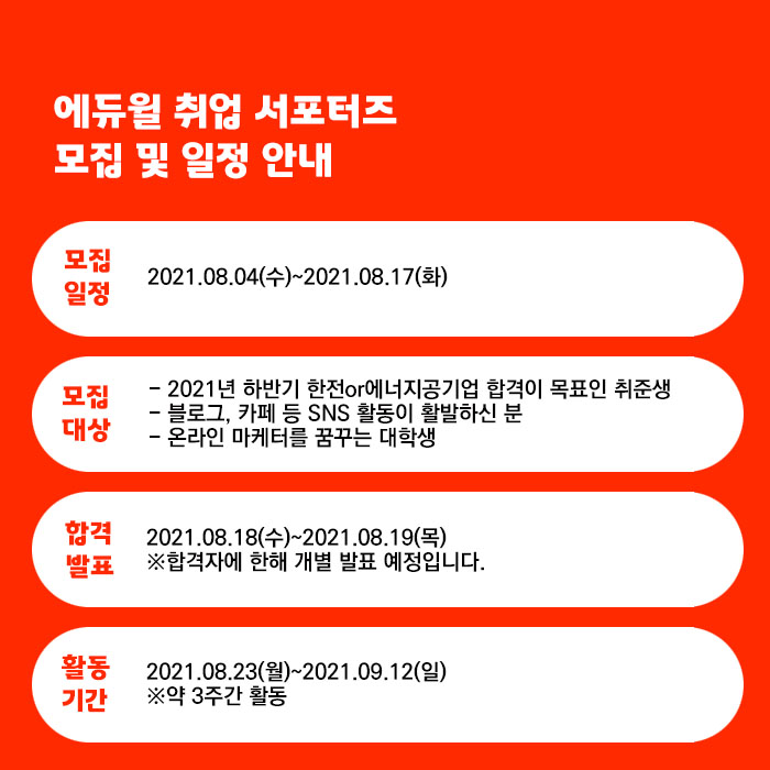 2021 하반기 에듀윌 취업 서포터즈 - 한전&에너지공기업 편 모집