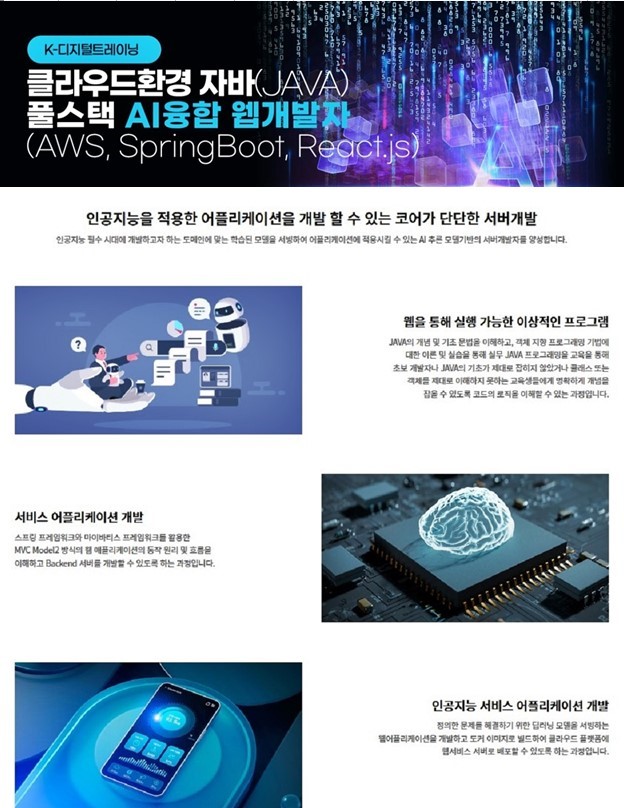 하이미디어아카데미 구로점 '클라우드환경 자바(JAVA) 풀스택 AI융합 웹개발자(AWS, SpringBoot, React.js) 과정' 모집