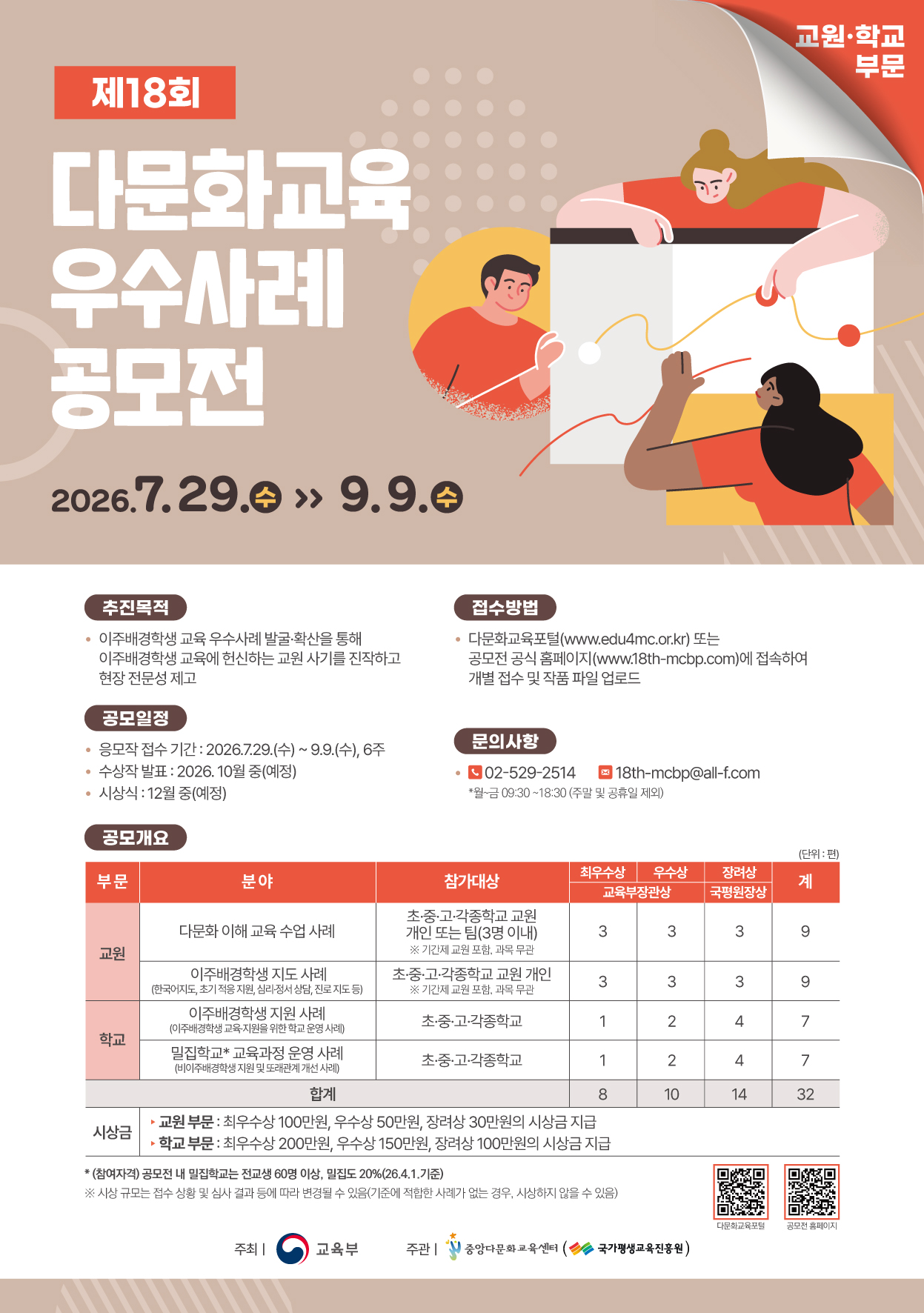 제18회 교원·학교 부문 다문화교육 우수사례 공모전