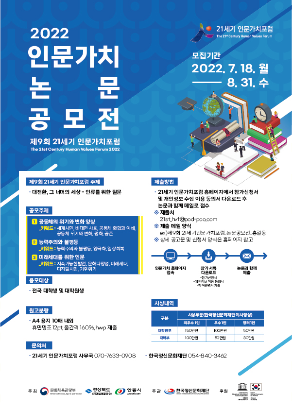 제9회 21세기 인문가치포럼 2022년 논문 공모전