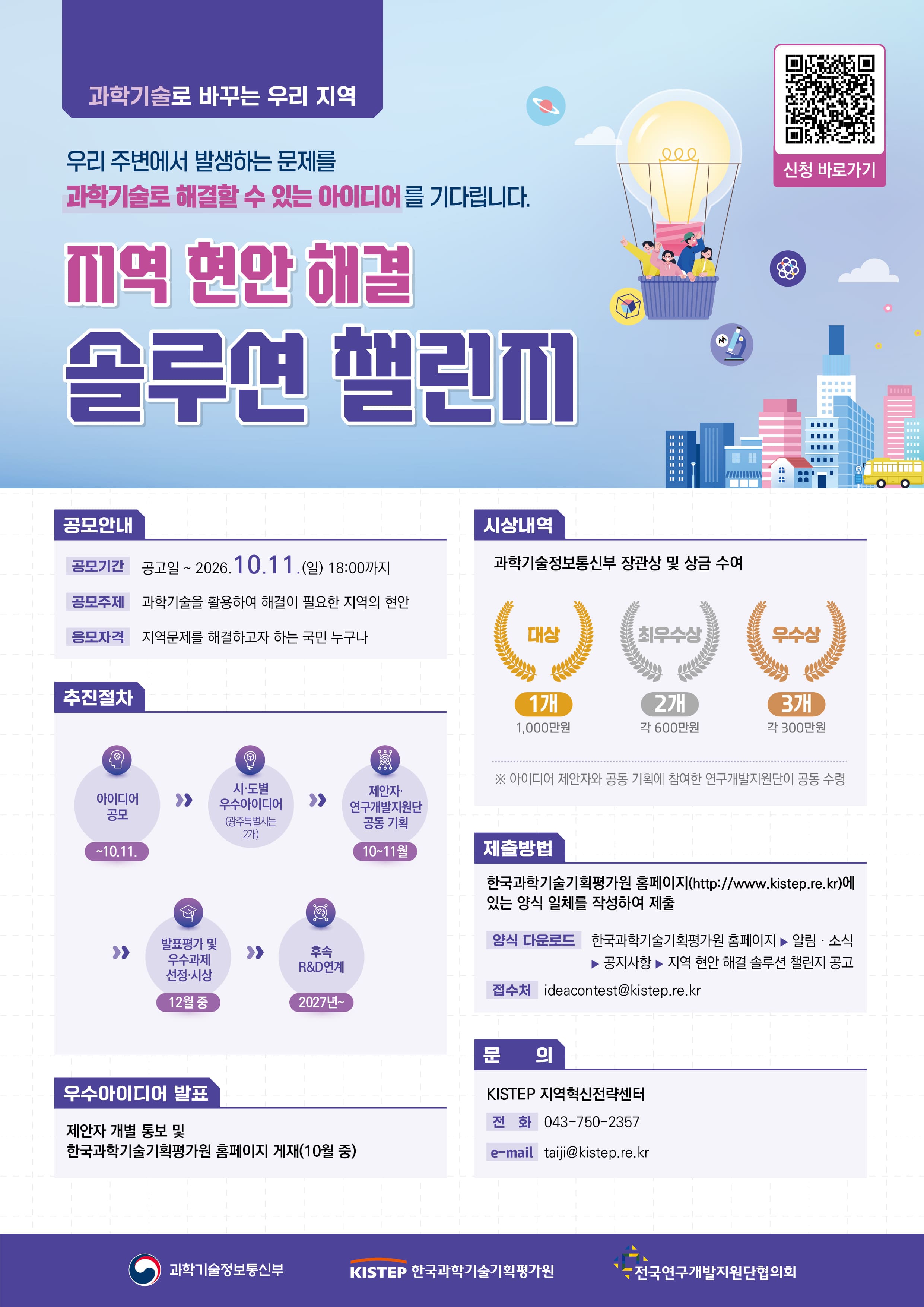 과학기술정보통신부·한국과학기술기획평가원·전국연구개발지원단협의회「제1회 지역 현안 해결 솔루션 챌린지」
