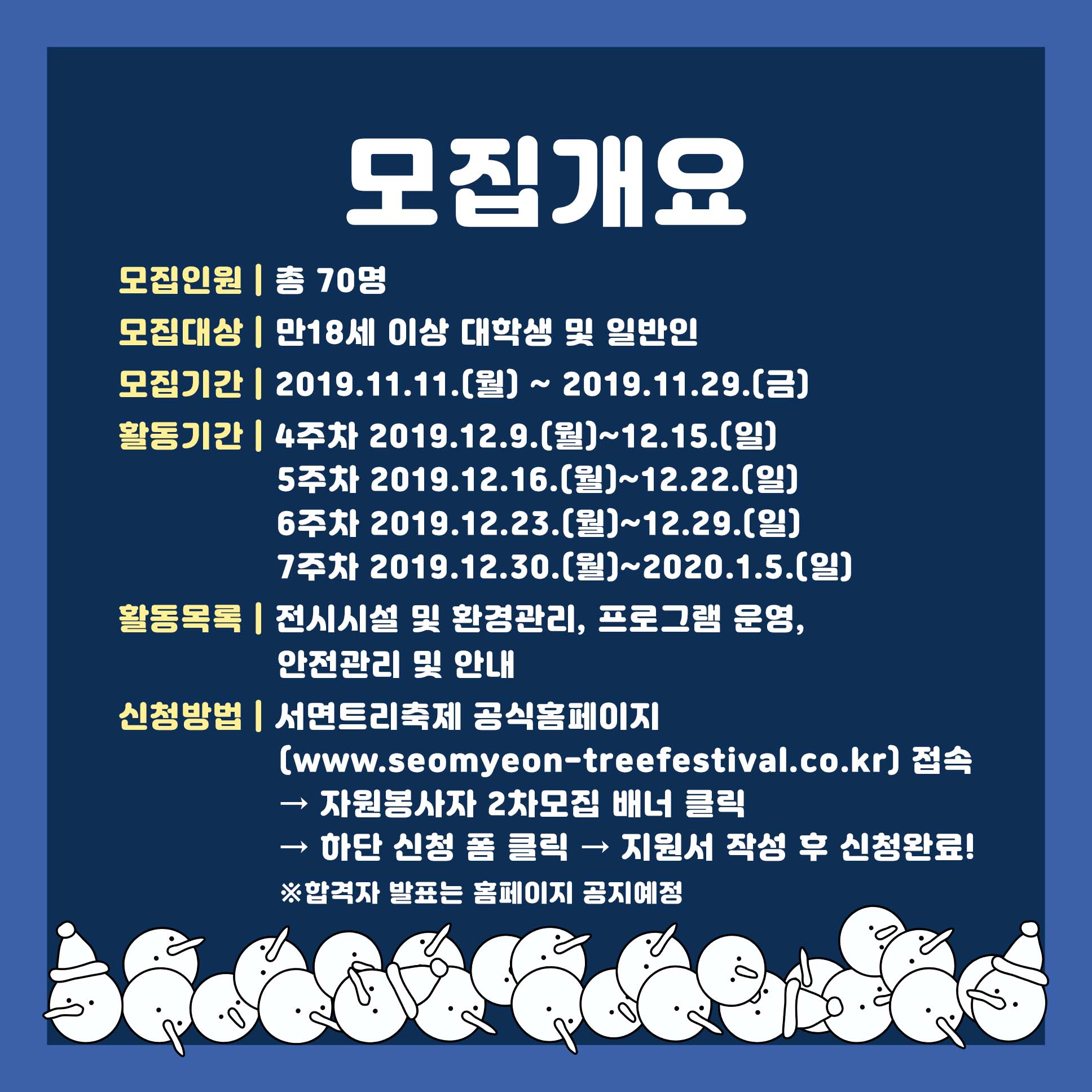 2019 서면트리축제 자원봉사자 2차 모집
