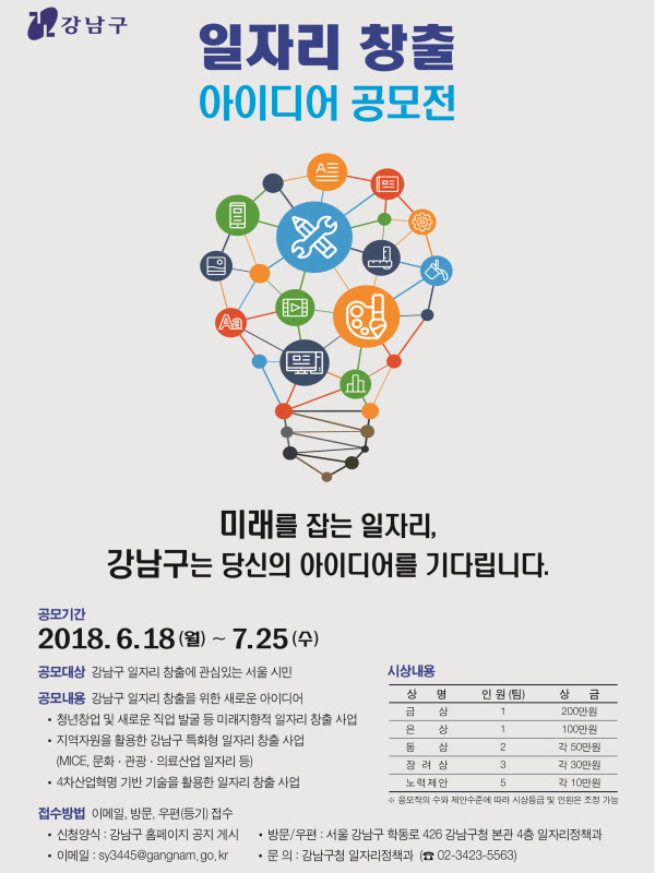 강남구 일자리 창출 아이디어 공모전 (기간 및 대상 확대)