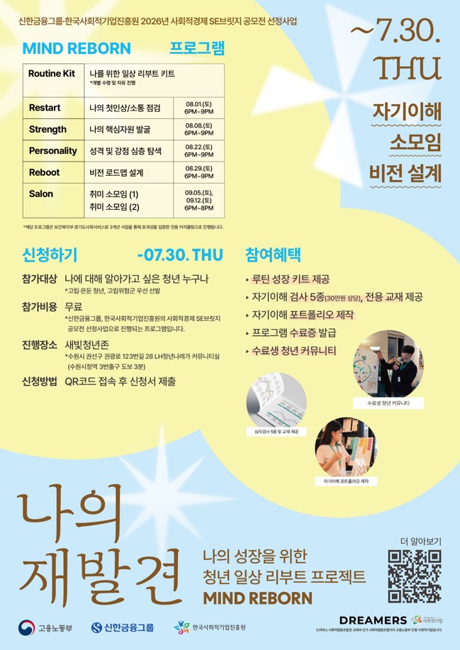 청년 자기이해교육 '마인드 리본(MIND REBORN)' 교육생 모집