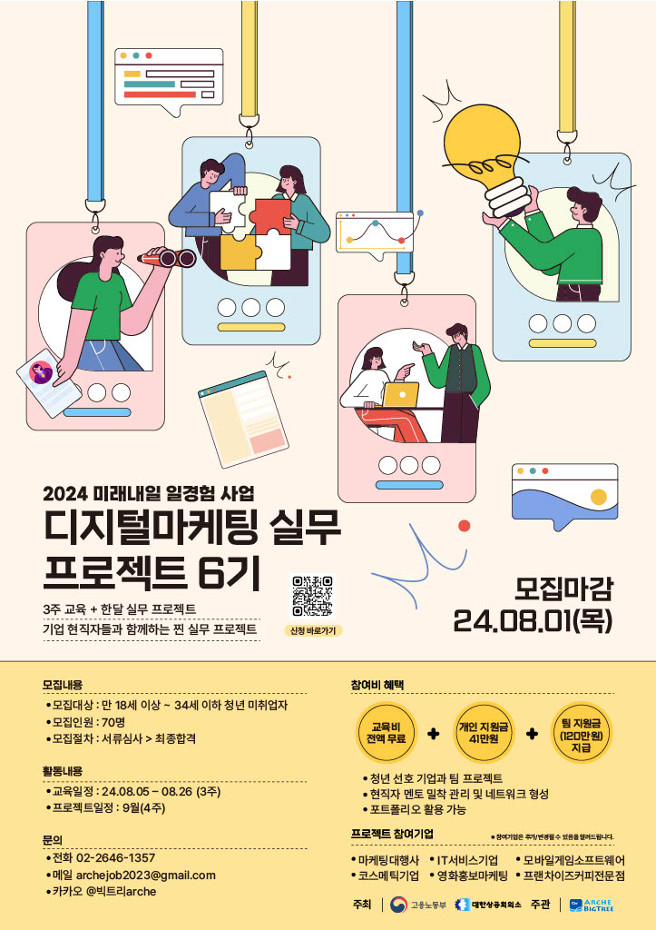 2024 미래내일 일경험 사업 '디지털마케팅 실무 프로젝트 6기' 추가모집