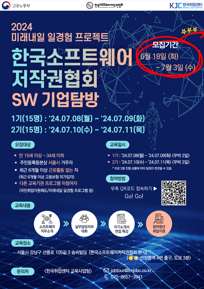 한국소프트웨어저작권협회(SPC) SW직무 기업탐방 참여 청년 모집