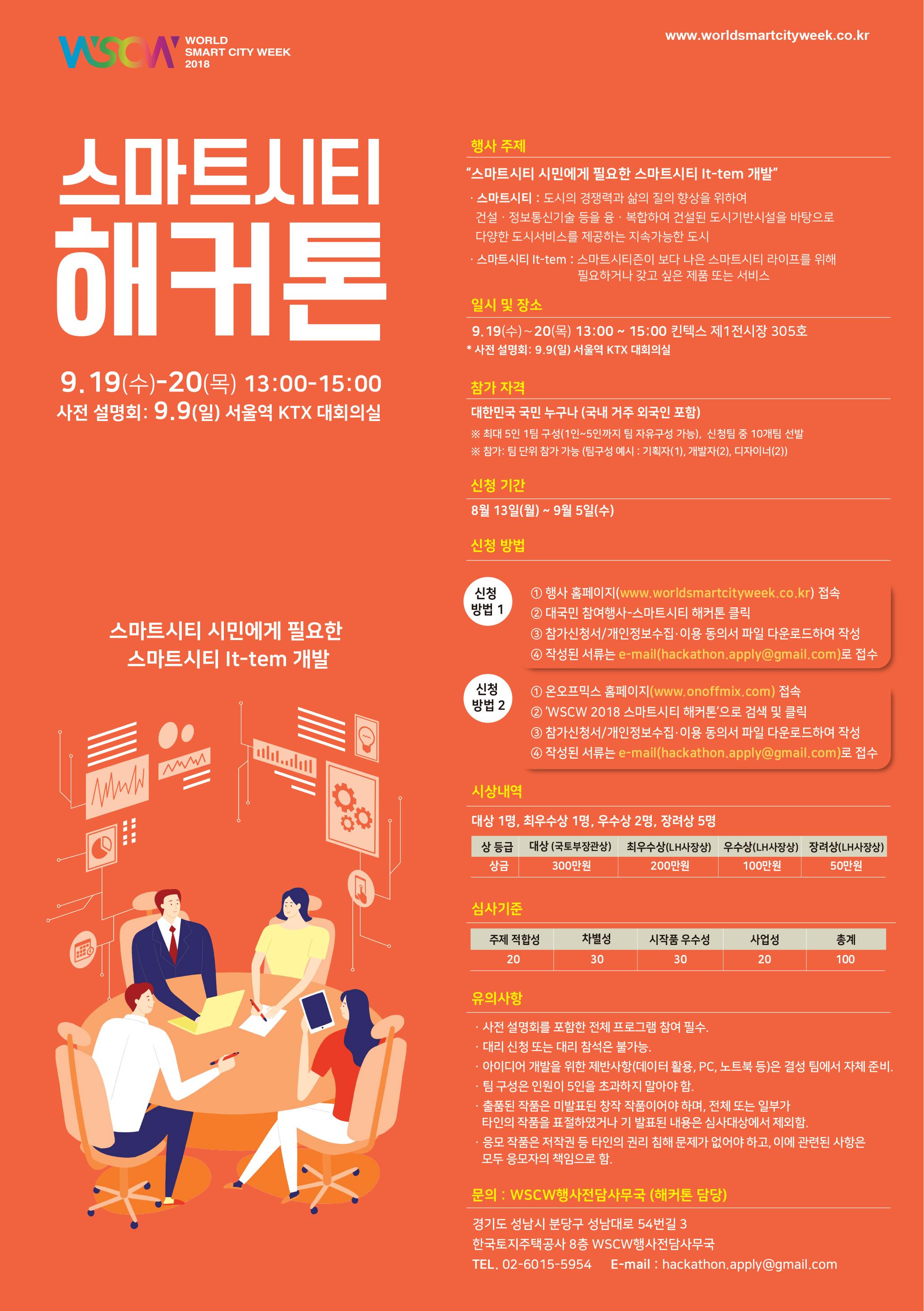 WSCW 2018 스마트시티 해커톤 참가자 모집