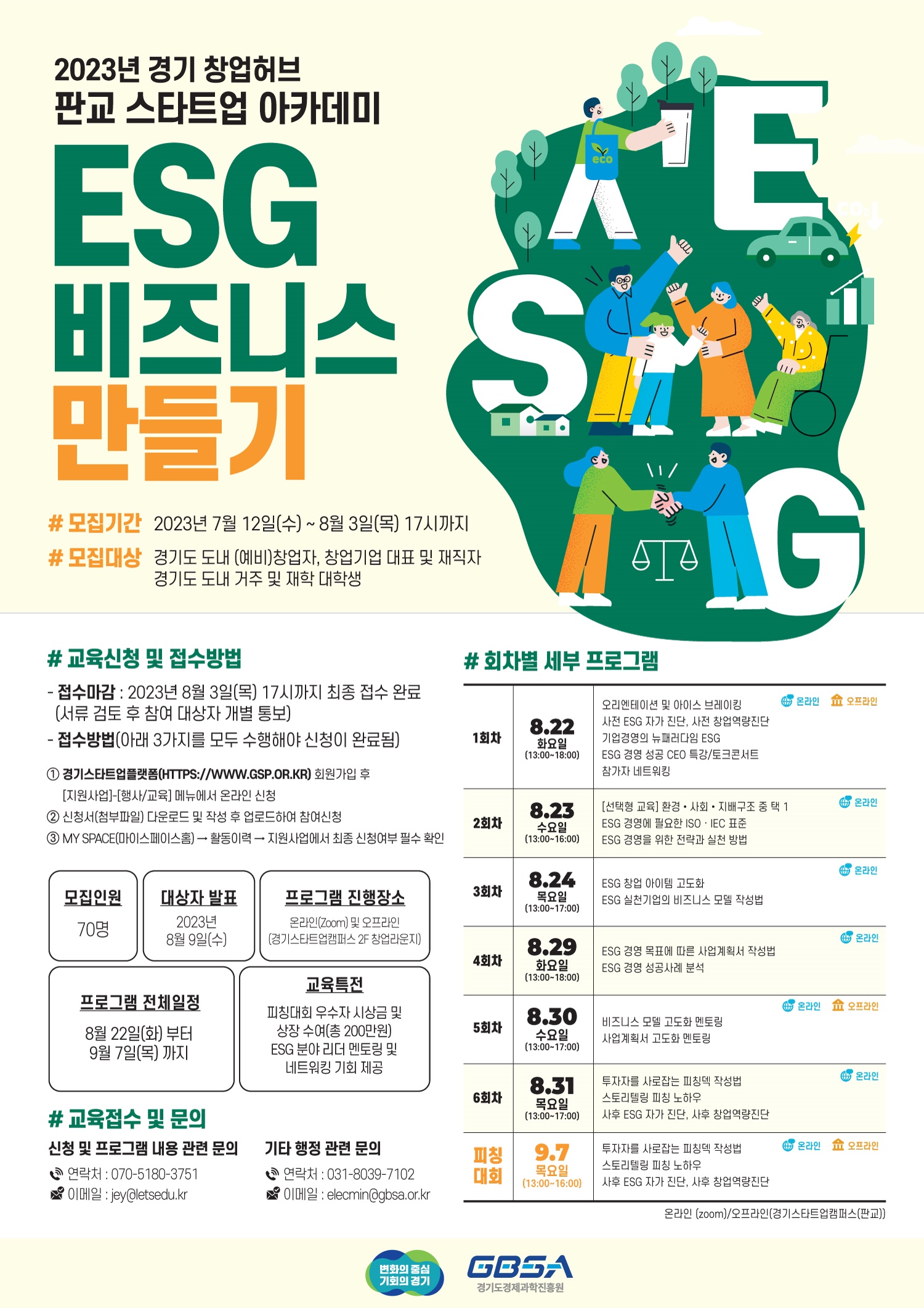 2023년 판교 스타트업 아카데미 「ESG 비즈니스 만들기」 교육생 모집